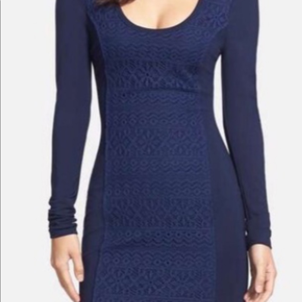 Plenty Tracy Reese Navy Crochet Panel Knit Dress